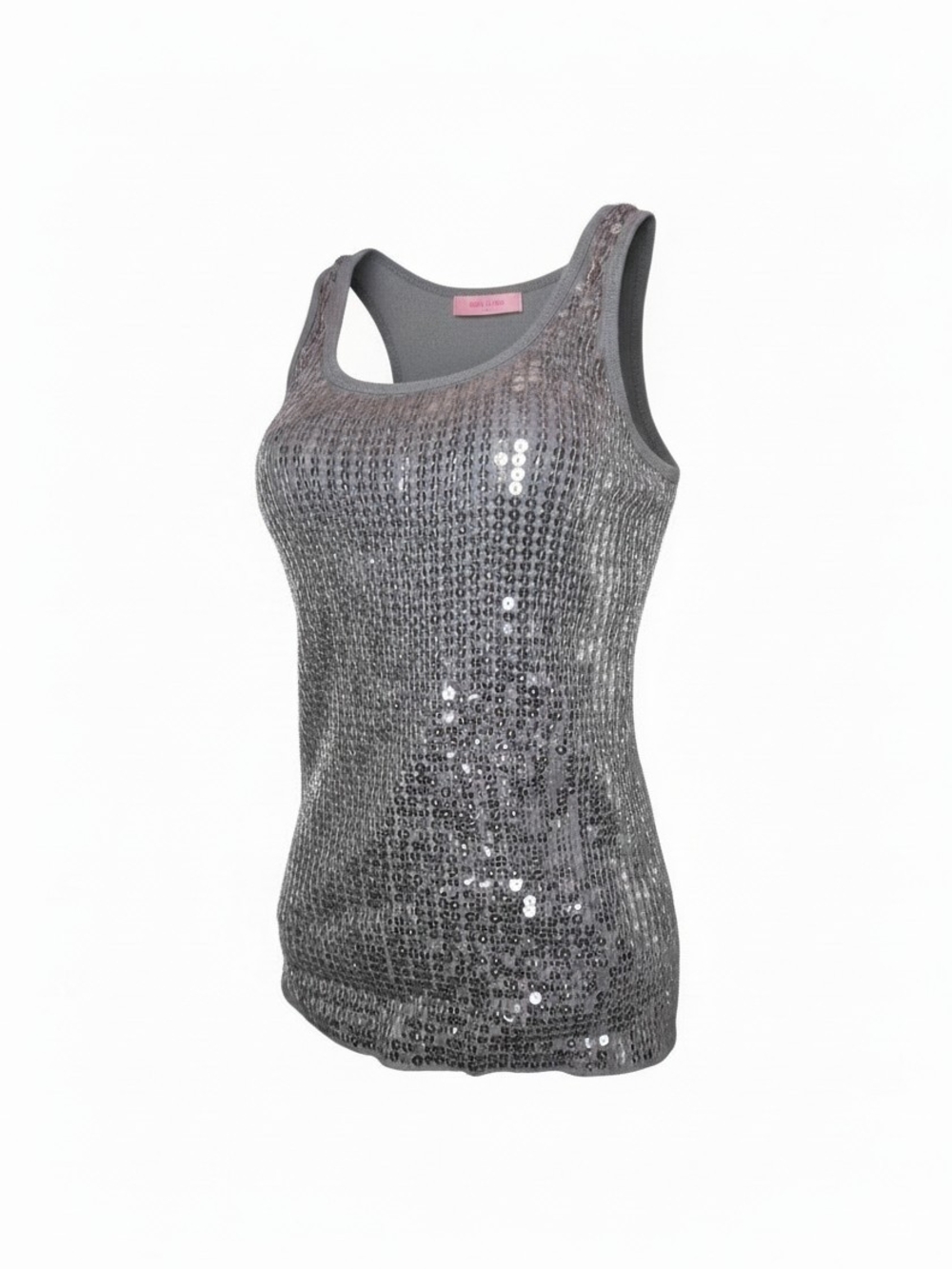 VTG Y2K Max Rave Black Sequin Tank Top Scoop Neck Party Top Size M